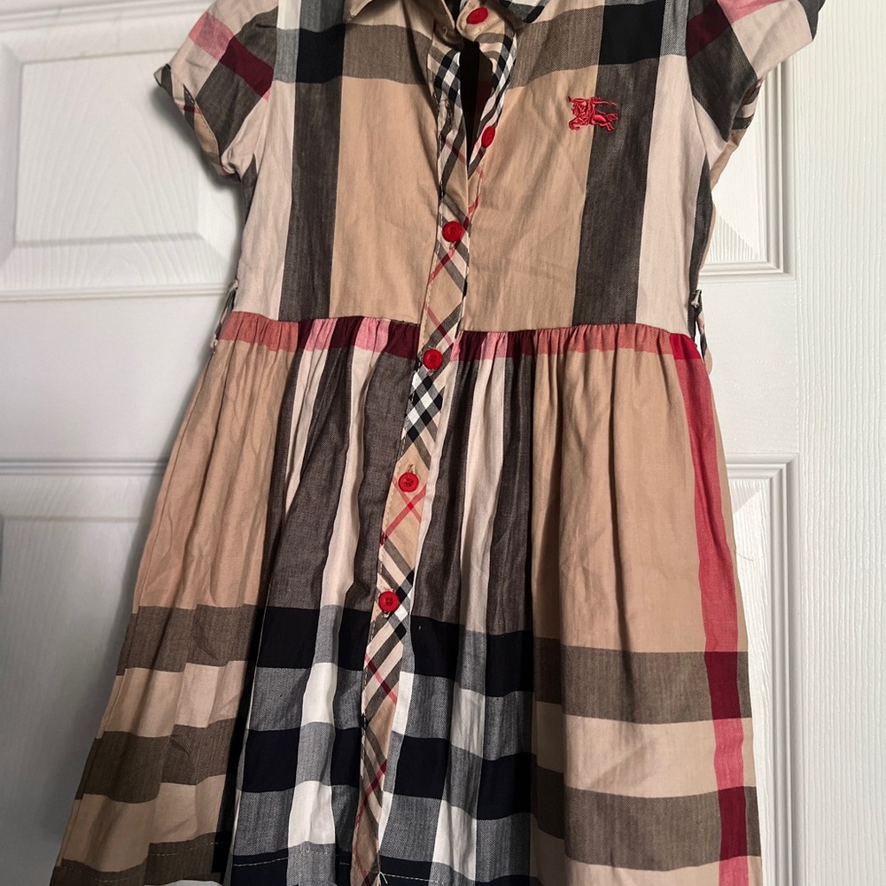 Burberry Kids Plaid Dress with Red and Beige